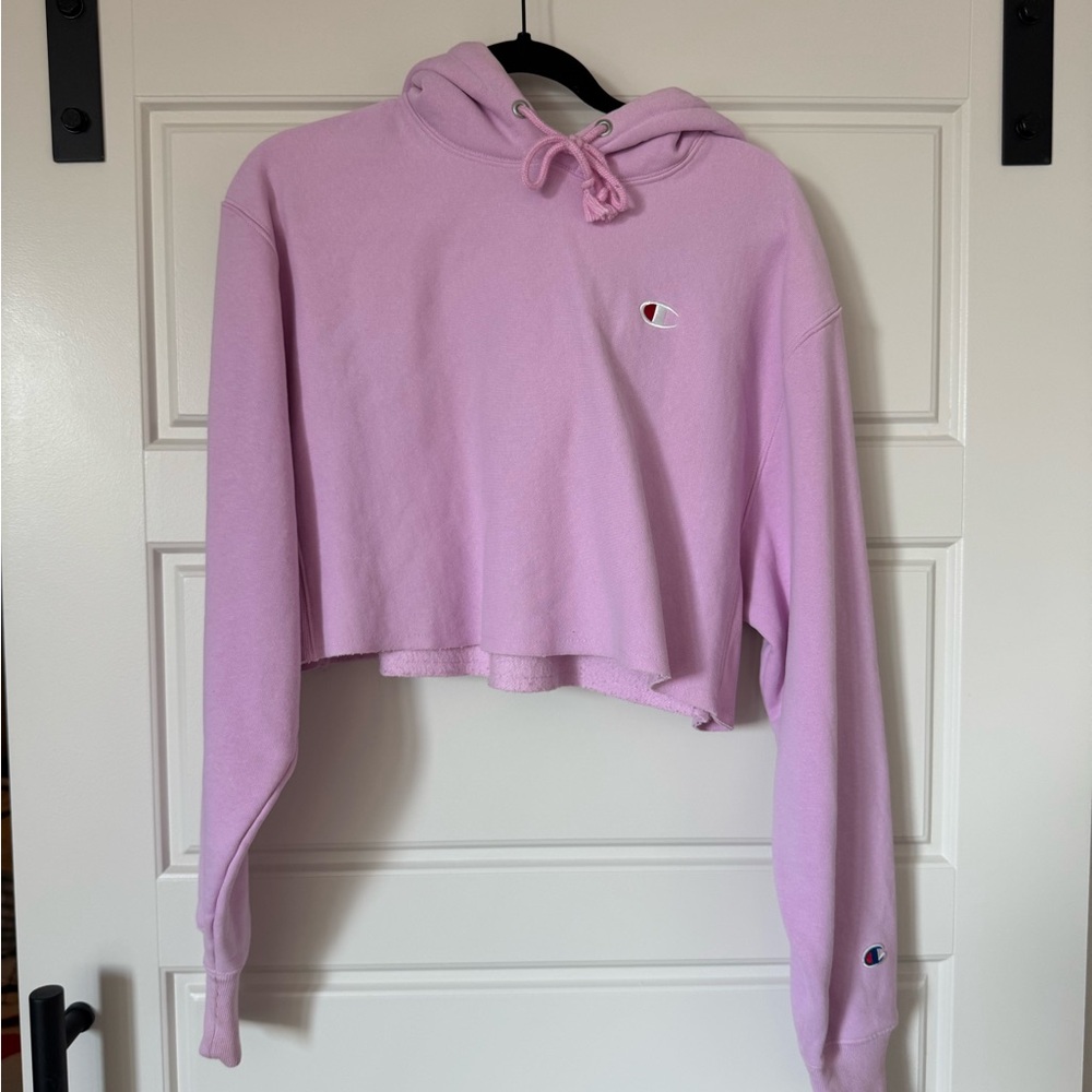 Champion Pink Cropped Hoodie Long Sleeve
